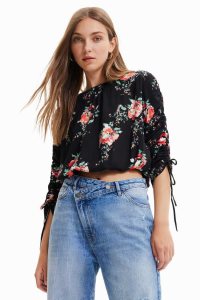 Desigual Adjustable-sleeve floral blouse Naisten Topit | EYSHW0941