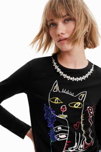 Desigual Arty cat Naisten T Paidat | ZXAHN1532