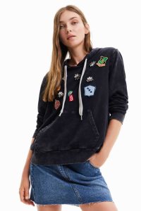 Desigual College patch hoodie Naisten Puserot | YXZBQ7602