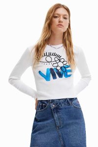 Desigual Cropped Vive Naisten T Paidat | SUXTN2071