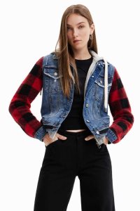 Desigual Denim with plaid sleeves Naisten Takki | WVTRS5420
