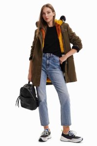 Desigual Detachable faux-fur gilet parka Naisten Takki | JHZLA5892