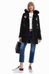 Desigual Detachable faux-fur gilet parka Naisten Takki | ZUNGH2608