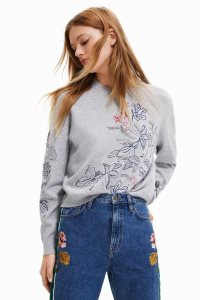 Desigual Embroidered floral jumper Naisten Neulepuserot | DMBYF1754