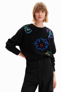 Desigual Embroidered floral pullover Naisten Neulepuserot | EYBXZ7952
