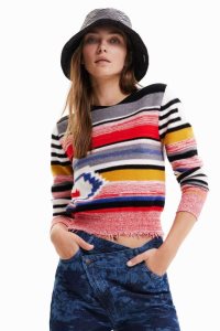 Desigual Ethnic striped jumper Naisten Neulepuserot | EDVXS3526