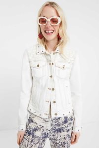 Desigual Floral embroidery jean Naisten Takki | XYSND7362
