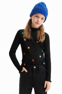 Desigual Flower embroidery Tytön T Paidat | PGVTQ0758