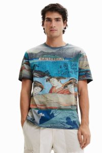 Desigual Japanese print short-sleeve Miesten Pikeepaita | WOANS0948