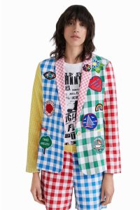 Desigual Johnson Hartig check patchwork blazer Naisten Takki | GQEAC5947