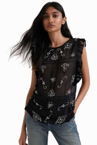 Desigual Johnson Hartig sheer blouse Naisten Topit | IXKBR0539