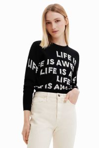 Desigual Life is awesome pullover Naisten Neulepuserot | XYGCM7123