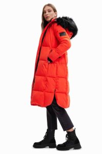 Desigual Long padded coat with belt Naisten Puffer Takki | XOIUZ1738