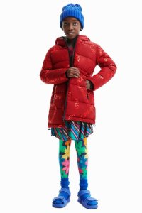 Desigual Long padded coat with text Tytön Takit | HYILQ8536