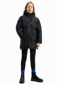 Desigual Long padded coat with text Tytön Takit | VWBQD8135