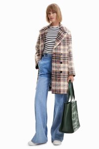 Desigual Long tartan double-breasted Naisten Takki | TNELJ7504