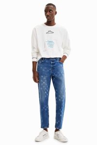 Desigual Loose laser print jeans Miesten Housut | UXBQN2689