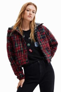 Desigual Lyhyt padded tartan Naisten Takki | QHZRJ7823