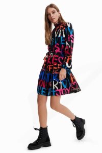 Desigual Lyhyt tunic with messages Naisten Haalari | QHNID7864