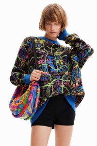 Desigual Maria Escote oversize jacquard pullover Naisten Neulepuserot | EUMAT3798