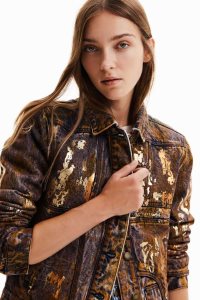 Desigual Metallic denim trucker Naisten Takki | AFGIQ7418