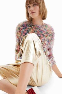 Desigual Metallic-effect slouchy trousers Naisten Leggingsit | MIYAP5061