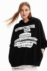 Desigual Oversize Manifesto text hoodie Naisten Puserot | BSYLP7534