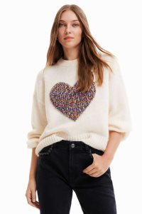 Desigual Oversize heart pullover Naisten Neulepuserot | CNADJ1835
