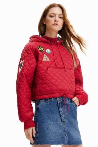 Desigual Pehmustettu hoodie with patches Naisten Neulepuserot | RWZCT3018