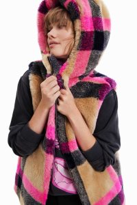 Desigual Plaid fur-effect gilet Naisten Takki | DCMGE4706