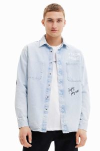 Desigual Printed denim overshirt Miesten Paidat | YDFZU7935