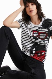 Desigual Raidallinen Mickey Mouse T-shirt Naisten Neuleet | TEBVH6104