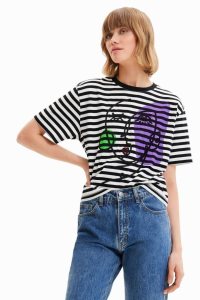 Desigual Raidallinen arty face Naisten T Paidat | ZBDFN0147