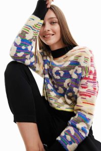 Desigual Raidallinen leopard-effect jumper Naisten Neulepuserot | PYSME8360