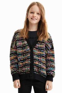 Desigual Raidallinen tricot cardigan Tytön Puserot | FWDLB5704