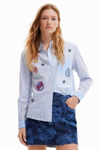Desigual Raidallinen with college patches Naisten Topit | FZHMP1650