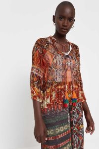 Desigual See-through Boho print blouse Naisten Topit | ESBDA5130