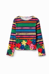 Desigual Slim stripy floral Tytön T Paidat | RODLJ1807