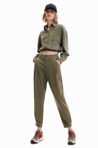 Desigual Slouchy trousers with pleats Naisten Leggingsit | NHJEK5981