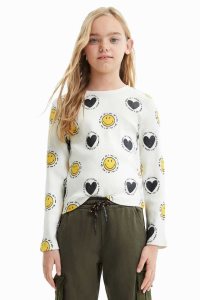 Desigual Smiley and hearts Tytön T Paidat | ZQWAH7061