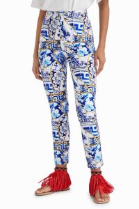 Desigual Stella Jean printed slim trousers Naisten Leggingsit | ITQNX1834