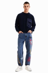 Desigual Suoraan heart jeans Miesten Housut | GQLVT7682