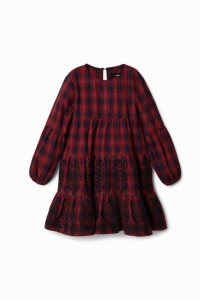 Desigual Swiss embroidered plaid Tytön Mekko | WLAQT6875