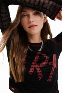 Desigual Tulle art Naisten T Paidat | NGIFZ1470
